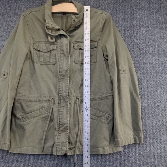 Max Jeans Women's Full Zip Utility Jacket Green Medium Drawstring Waist - Picture 10 of 13